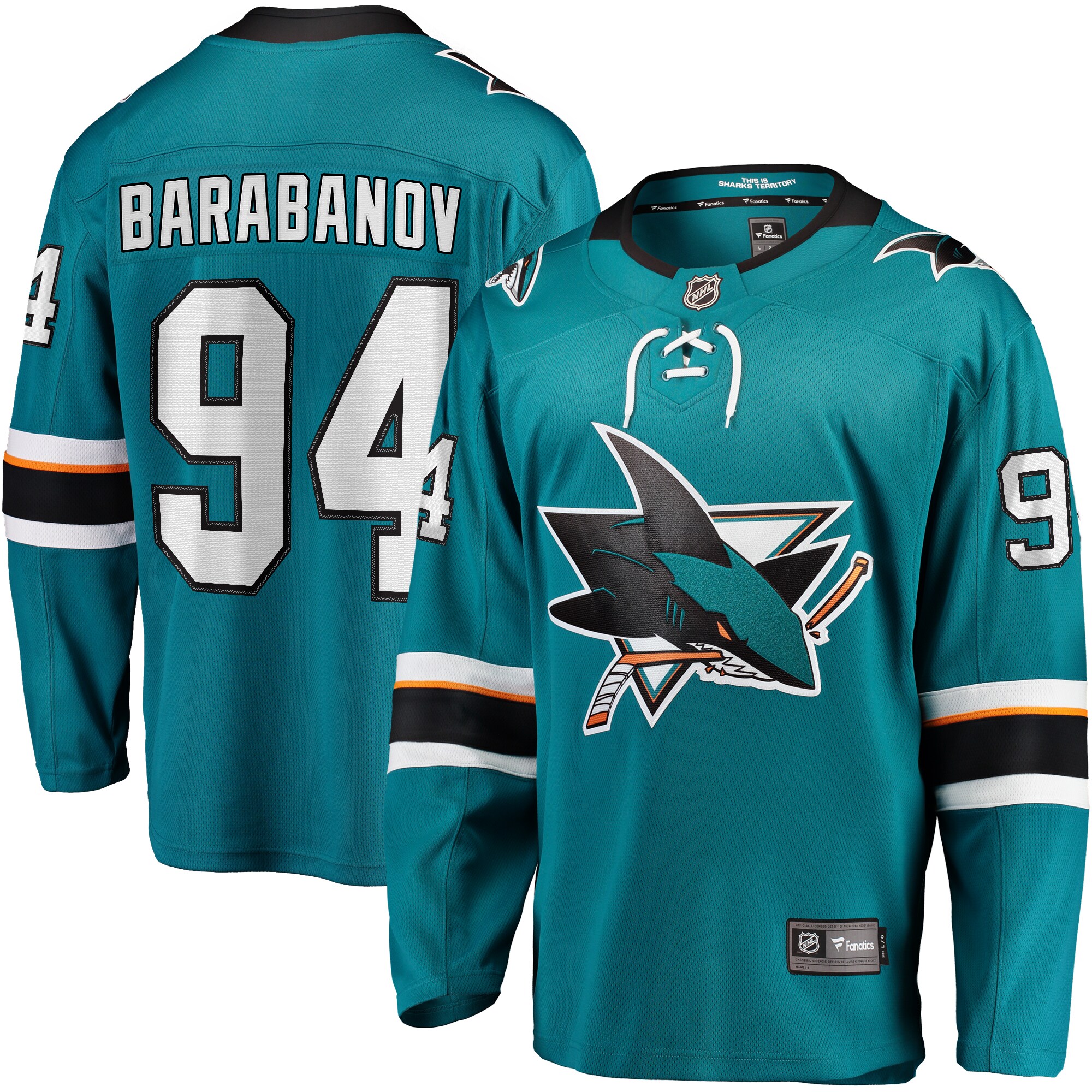 Alexander Barabanov San Jose Sharks Fanatics Home Breakaway Jersey - Teal cheap jerseys for sale - CheapJerseys.Shop
