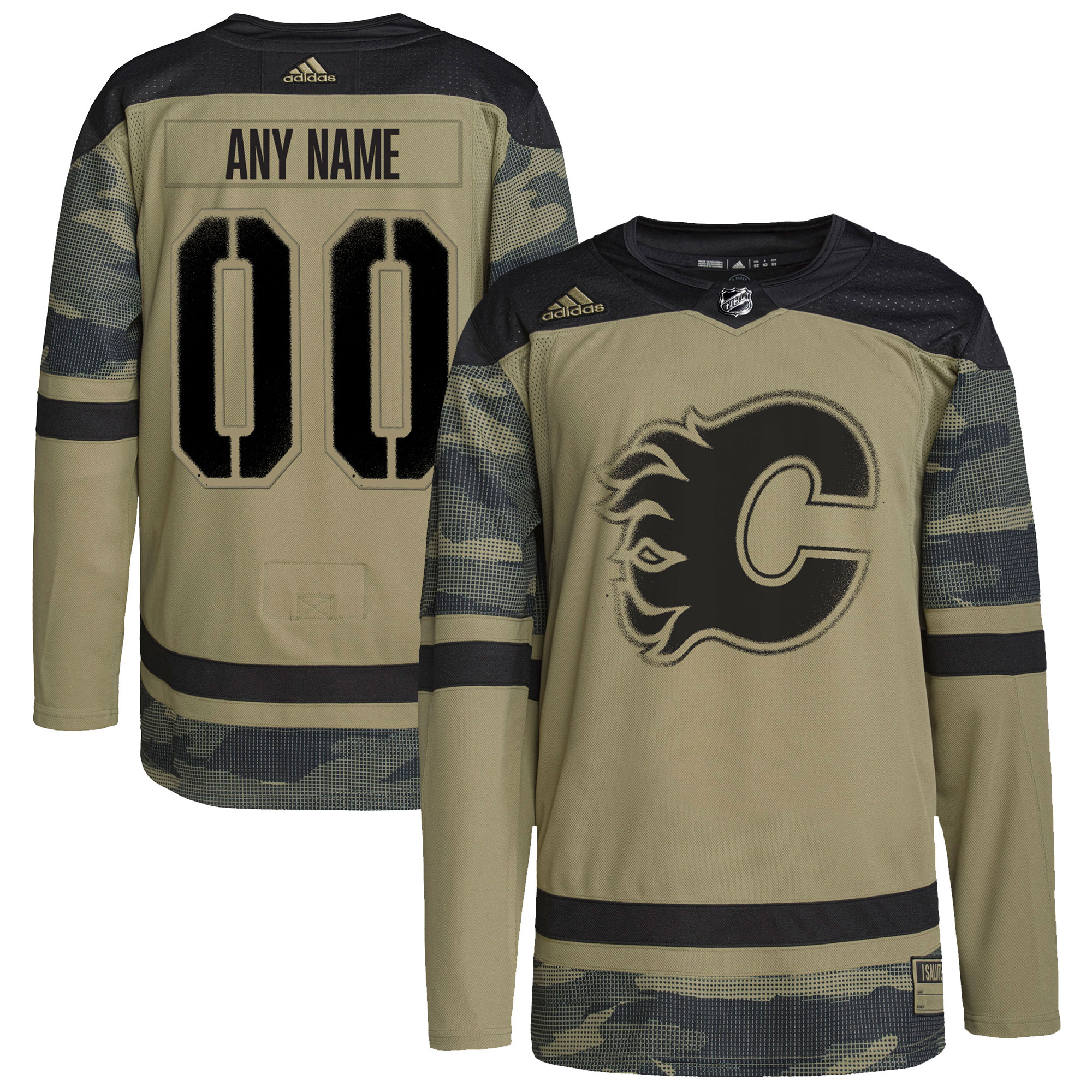 Calgary Flames Logo Military Appreciation Team Authentic Custom Practice Jersey - Camo cheap jerseys for sale - CheapJerseys.Shop