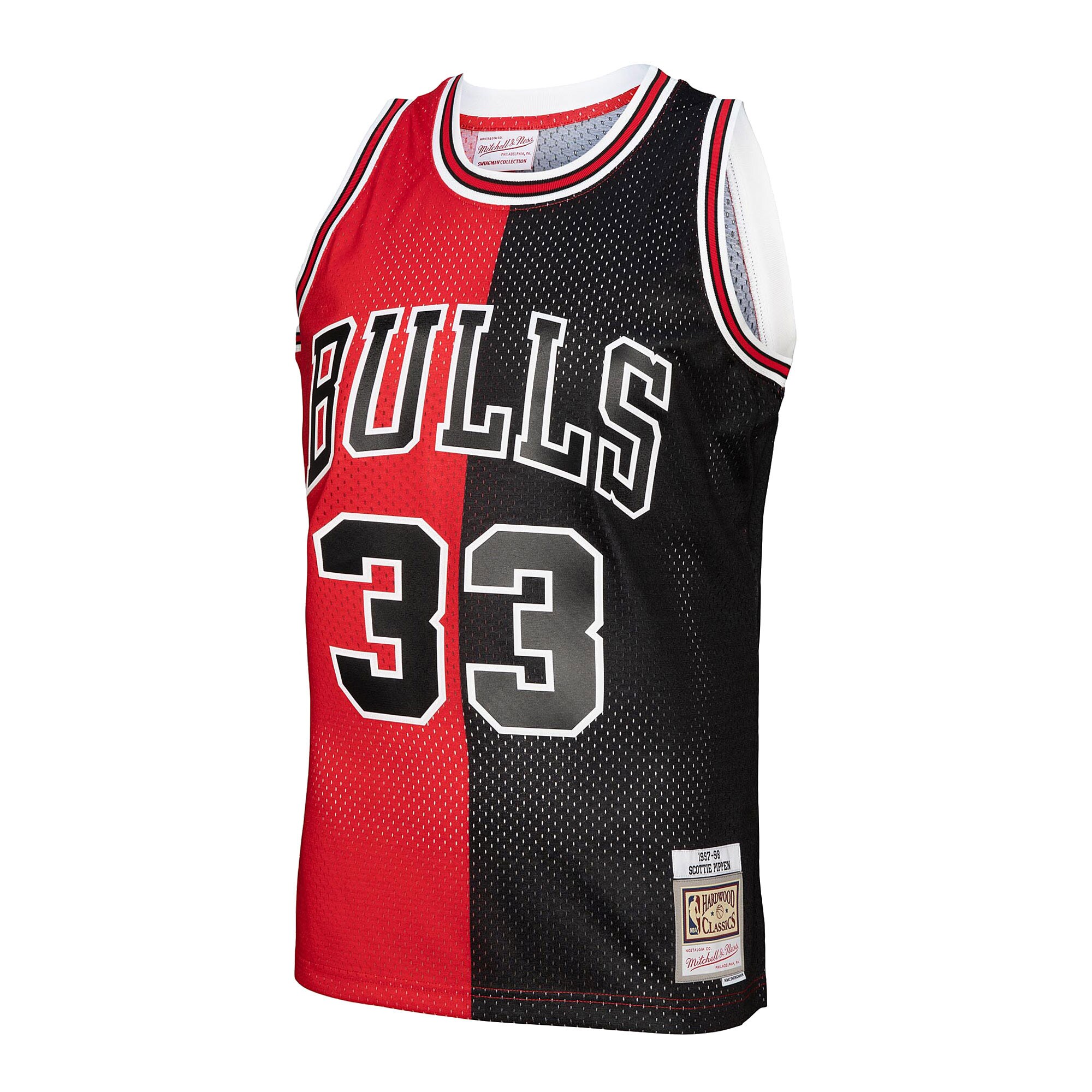 Scottie Pippen Chicago Bulls Mitchell & Ness Big & Tall Hardwood Classics 1997\/98 Split Swingman Jersey - Red\/Black cheap jerseys for sale - CheapJerseys.Shop