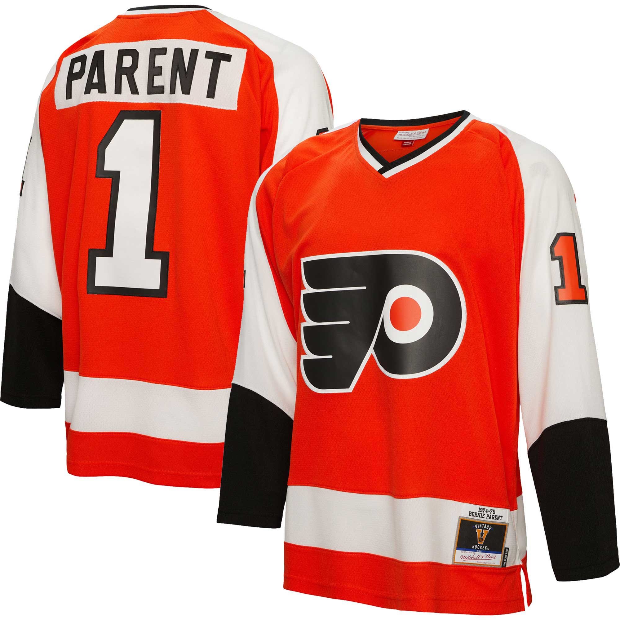 Bernie Parent Philadelphia Flyers Mitchell & Ness 1974\/75 Blue Line Player Jersey - Orange cheap jerseys for sale - CheapJerseys.Shop