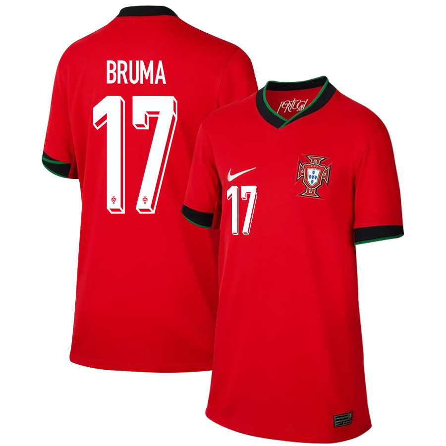 Bruma 17 Portugal National Team 2024/25 Home YOUTH Jersey - Red cheap jerseys for sale - CheapJerseys.Shop