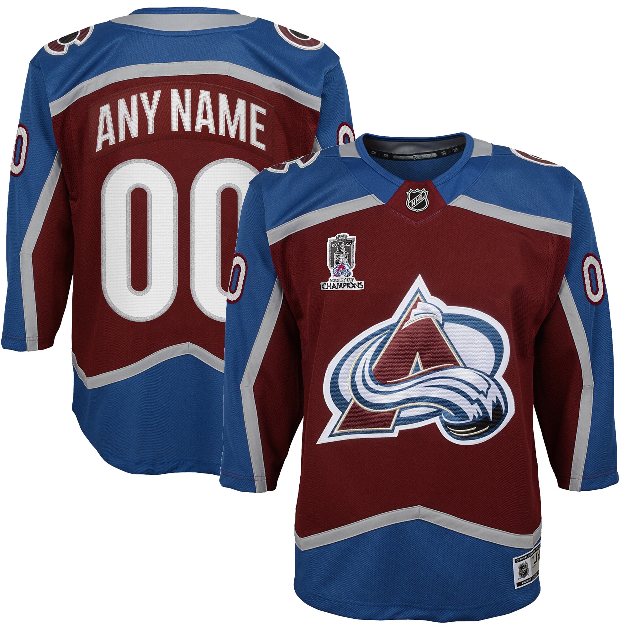 Colorado Avalanche Youth Home 2022 Stanley Cup Champions Premier Custom Jersey - Burgundy cheap jerseys for sale - CheapJerseys.Shop