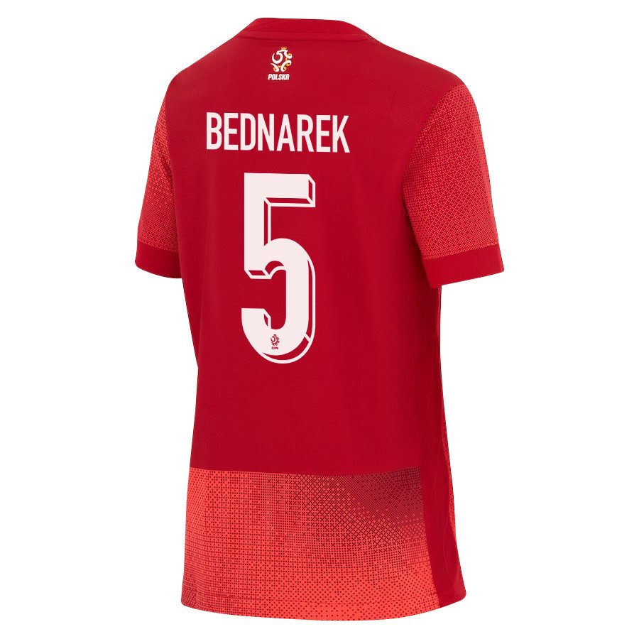 Jan Bednarek 5 Poland National Team 2024/25 Away YOUTH Jersey - Red cheap jerseys for sale - CheapJerseys.Shop
