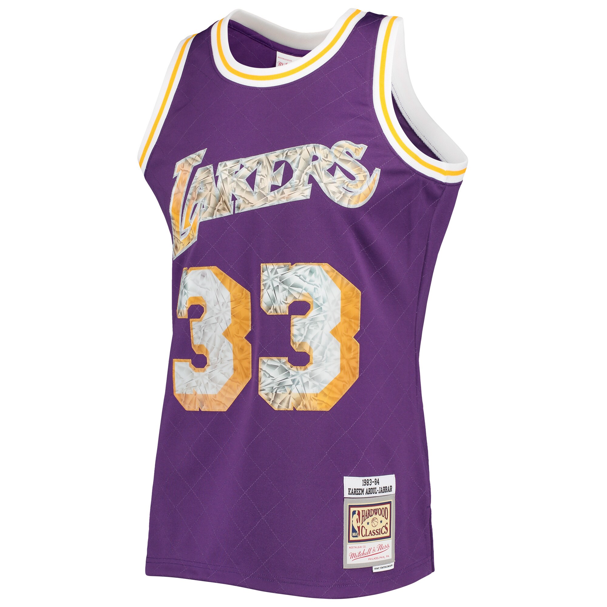 Kareem Abdul-Jabbar Los Angeles Lakers Mitchell & Ness 1996-97 Hardwood Classics 75th Anniversary Diamond Swingman Jersey - Purple cheap jerseys for sale - CheapJerseys.Shop