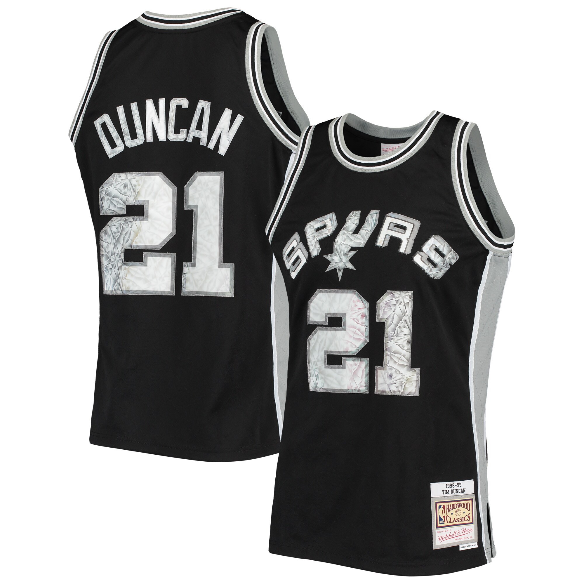 Tim Duncan San Antonio Spurs Mitchell & Ness 1998\/99 Hardwood Classics 75th Anniversary Diamond Swingman Jersey - Black cheap jerseys for sale - CheapJerseys.Shop