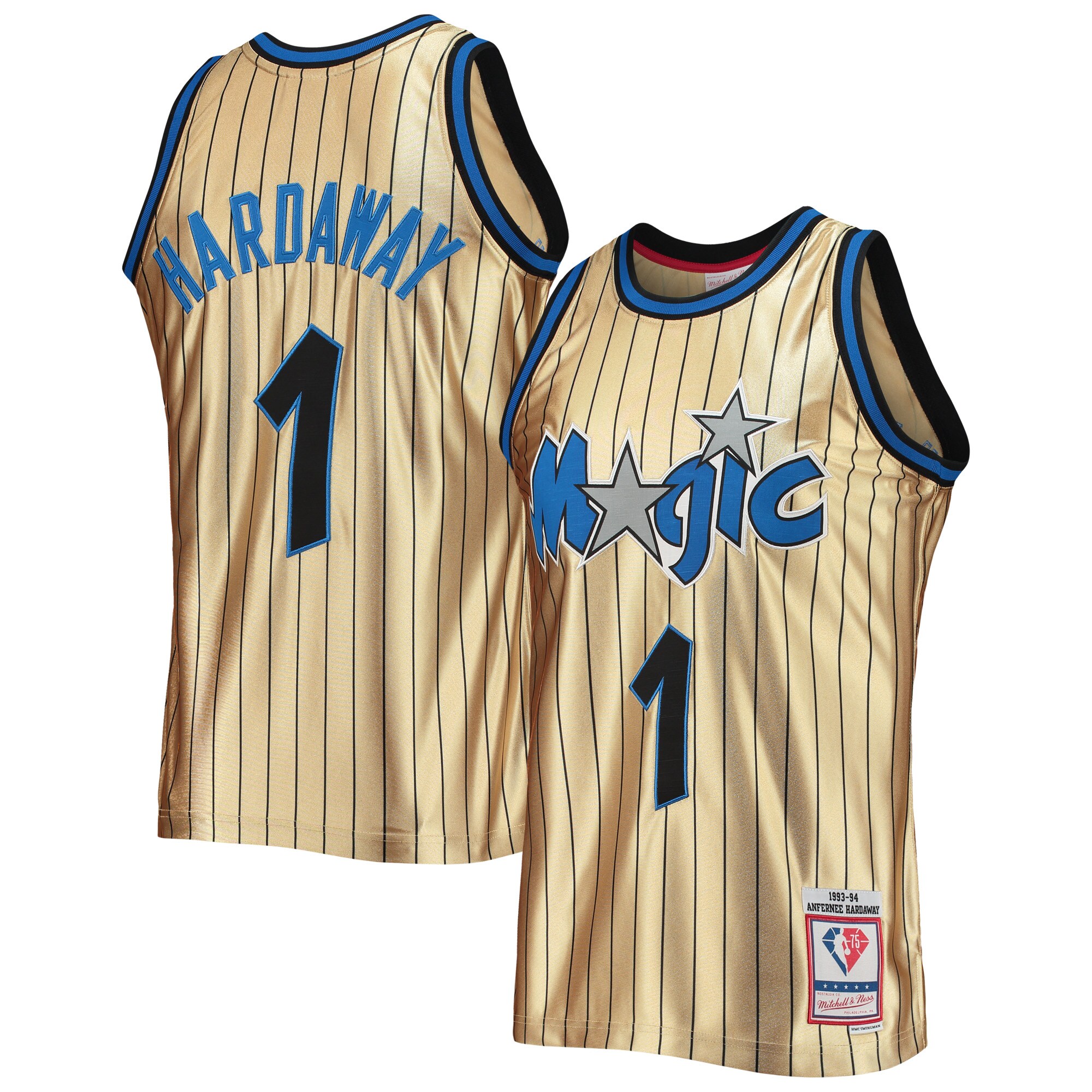 Penny Hardaway Orlando Magic Mitchell & Ness 75th Anniversary 1993\/94 Hardwood Classics Swingman Jersey - Gold cheap jerseys for sale - CheapJerseys.Shop