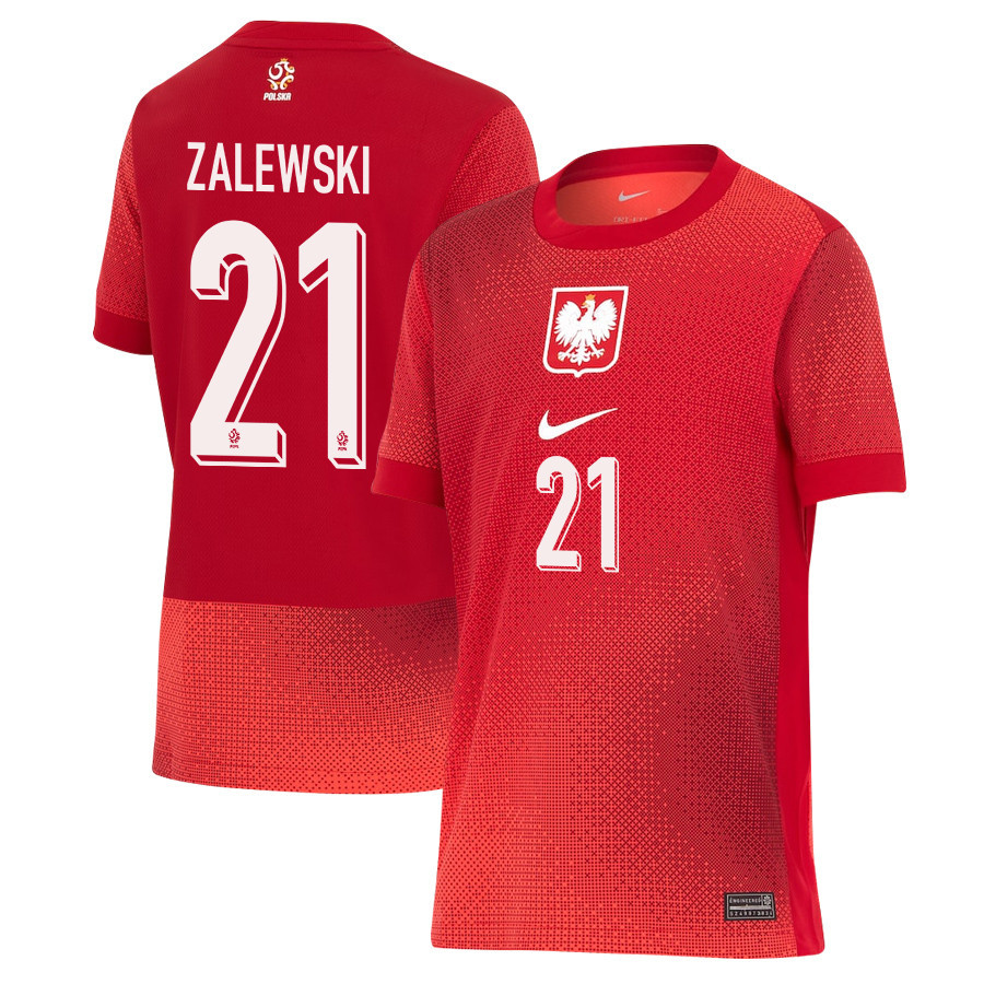 Nicola Zalewski 21 Poland National Team 2024/25 Away YOUTH Jersey - Red cheap jerseys for sale - CheapJerseys.Shop