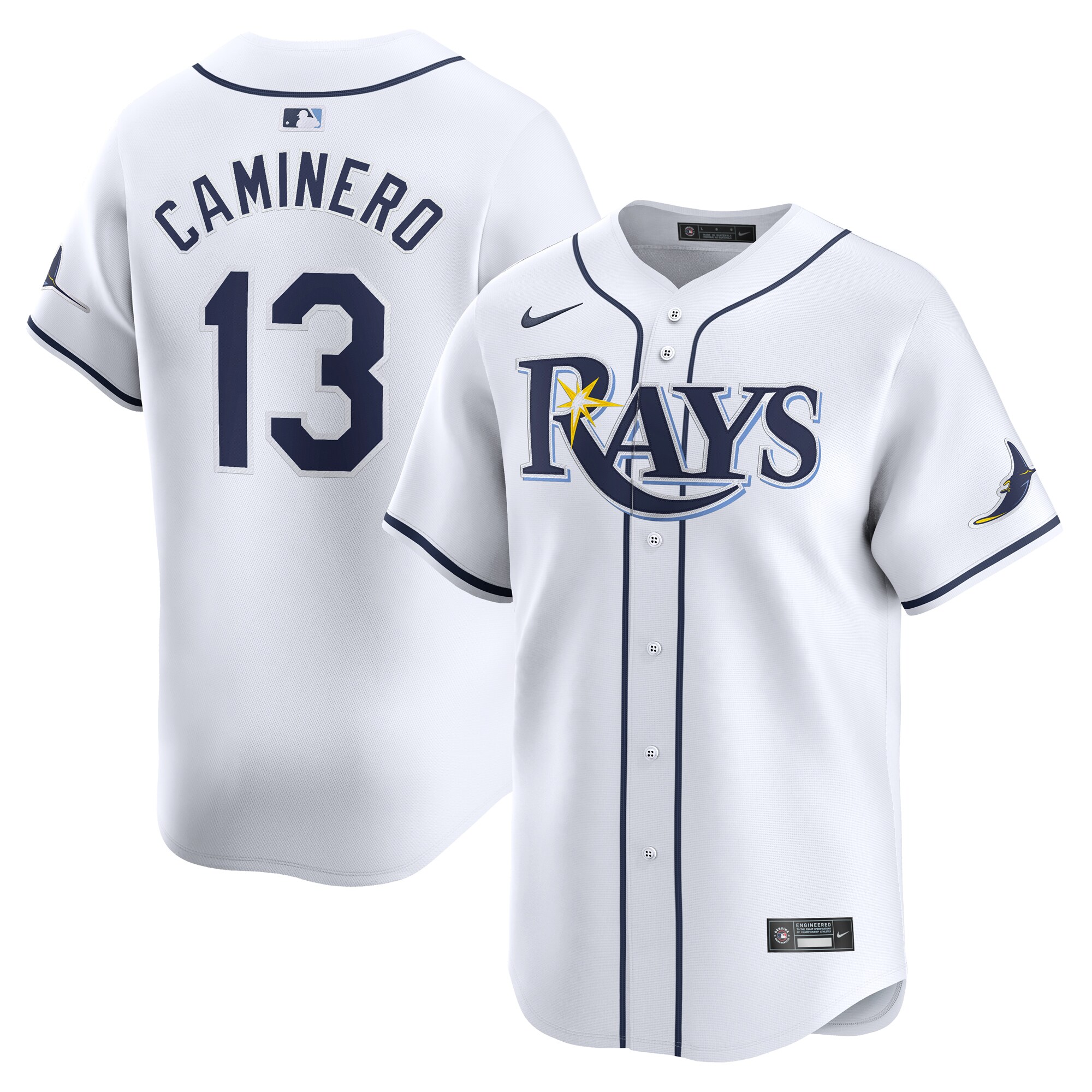 Junior Caminero Tampa Bay Rays Home Limited Player Jersey - White cheap jerseys for sale - CheapJerseys.Shop