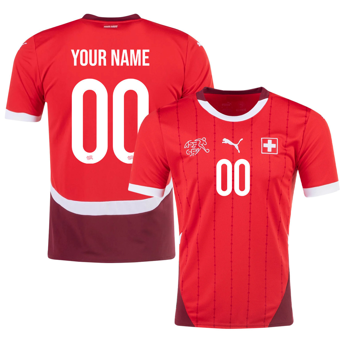Switzerland National Team 2024/25 Custom Home Men Jersey - Red cheap jerseys for sale - CheapJerseys.Shop