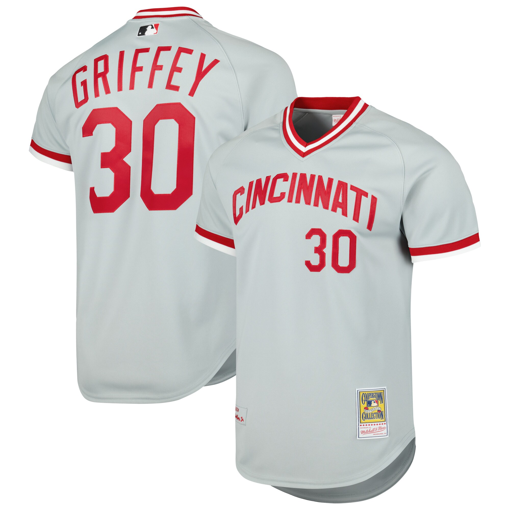 Ken Griffey Jr. Cincinnati Reds Mitchell & Ness 2004 Cooperstown Collection Authentic Throwback Jersey - Gray cheap jerseys for sale - CheapJerseys.Shop