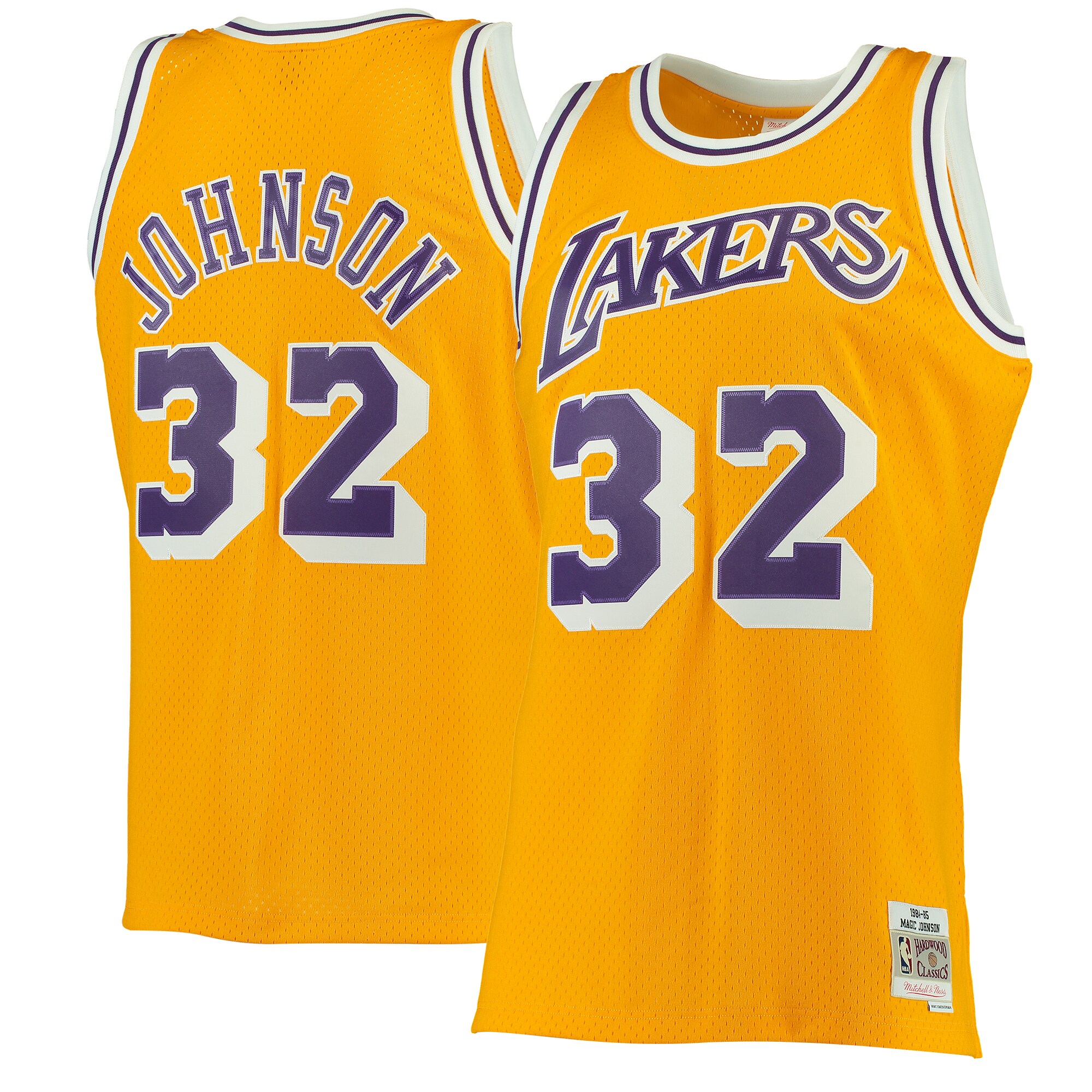 Magic Johnson Los Angeles Lakers Mitchell & Ness 1984\/85 Hardwood Classics Swingman Jersey - Gold cheap jerseys for sale - CheapJerseys.Shop