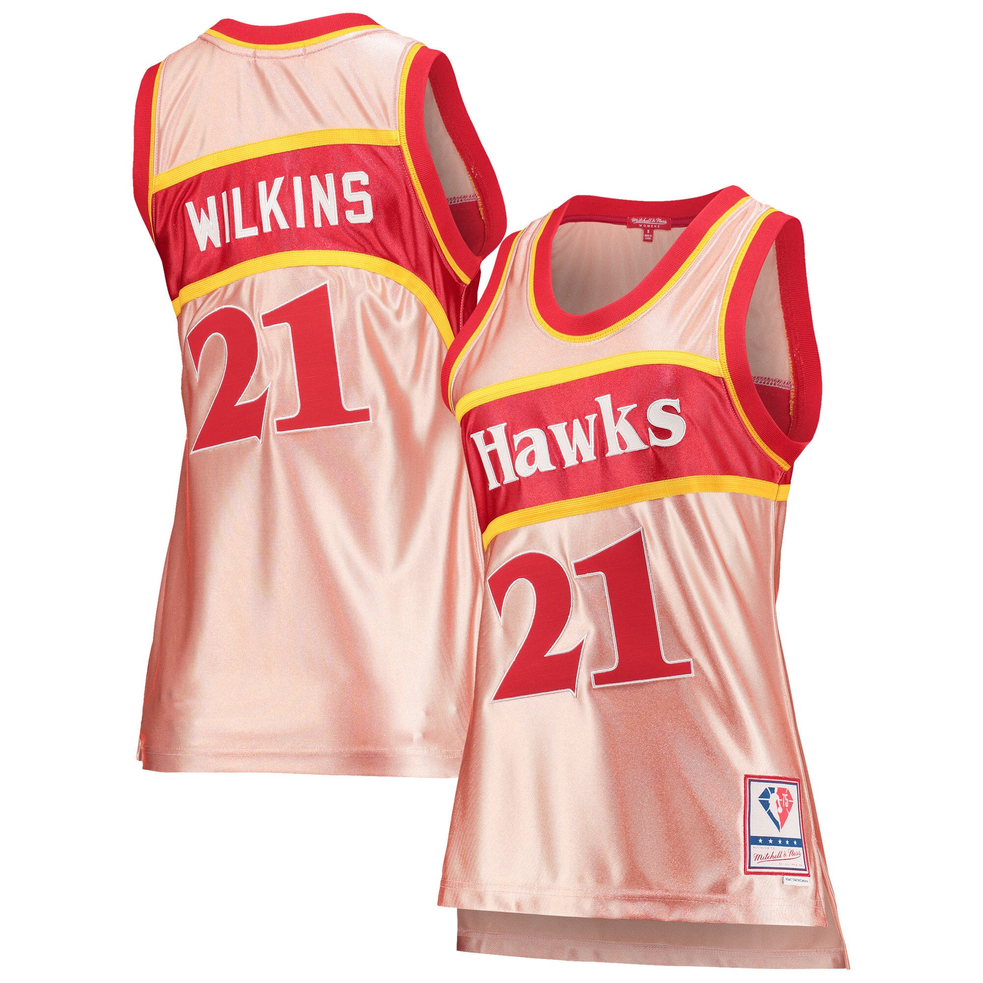 Dominique Wilkins Atlanta Hawks Mitchell & Ness Women's 75th Anniversary Rose Gold 1986 Swingman Jersey - Pink cheap jerseys for sale - CheapJerseys.Shop