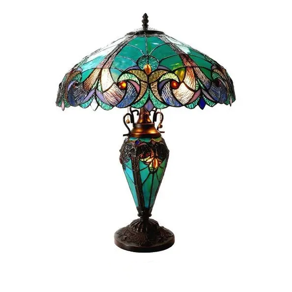Antique Style Halston Double Lit 2+1 Light Table Lamp