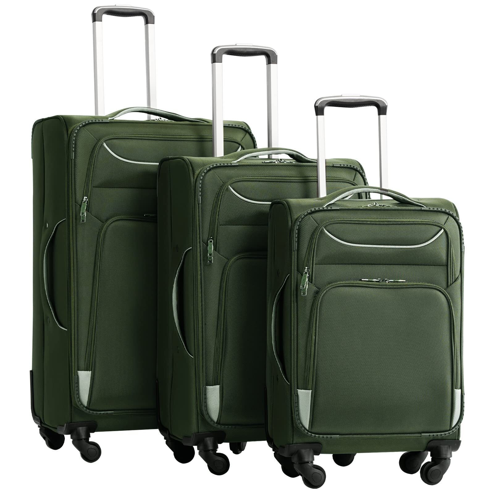 🔥3 Piece Set Suitcase Spinner lightweight🔥Dark Green