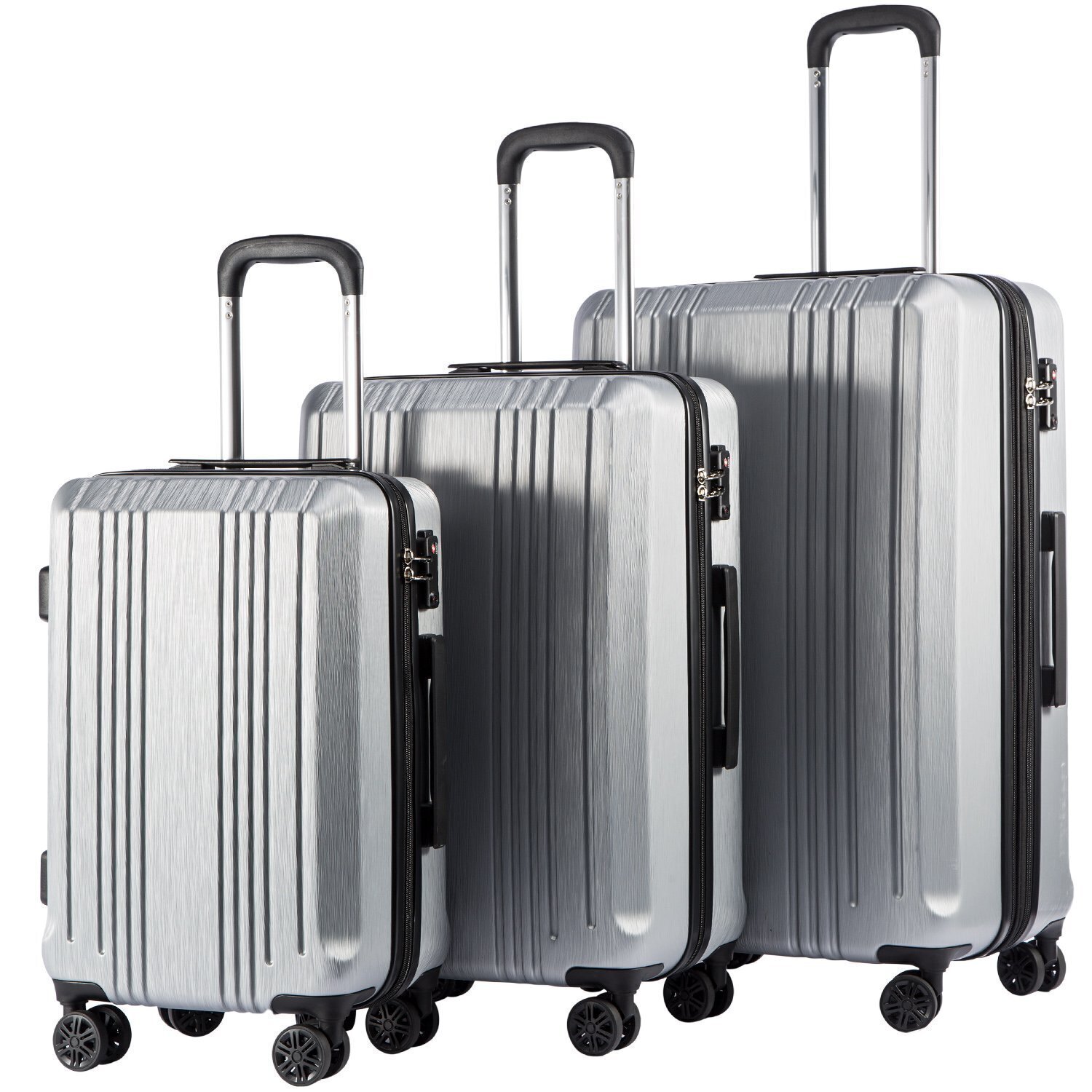 🔥Expandable Suitcase PC+ABS 3 Piece Set🔥Sliver