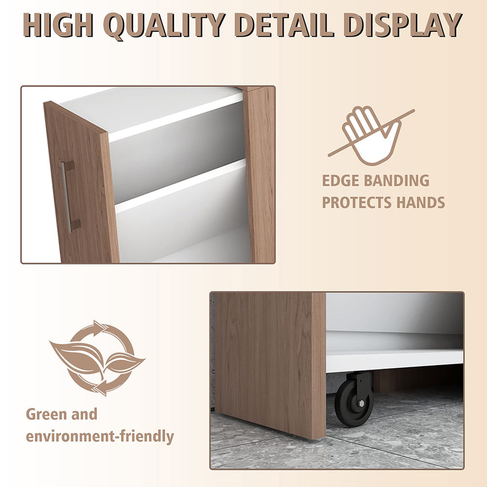Modern Freestanding Wooden Shoe Storage Cabinet with Mirror