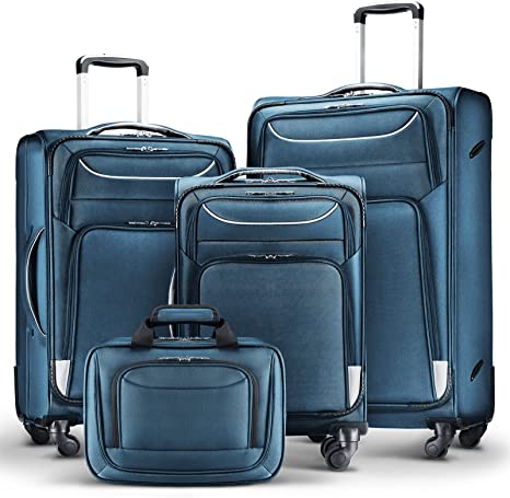 COOL Luggage 4 Piece Set Suitcase Spinner Softshell