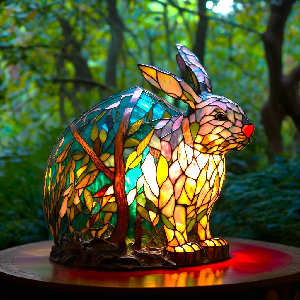 Rabbit - Handmade Stained Glass Table Lamp