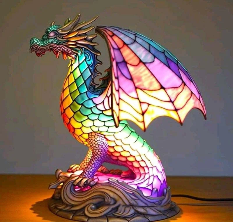 Dragon - Handmade Stained Glass Table Lamp