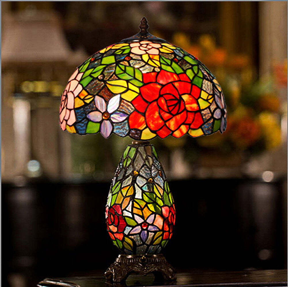 Lámpara de escritorio de arte floral