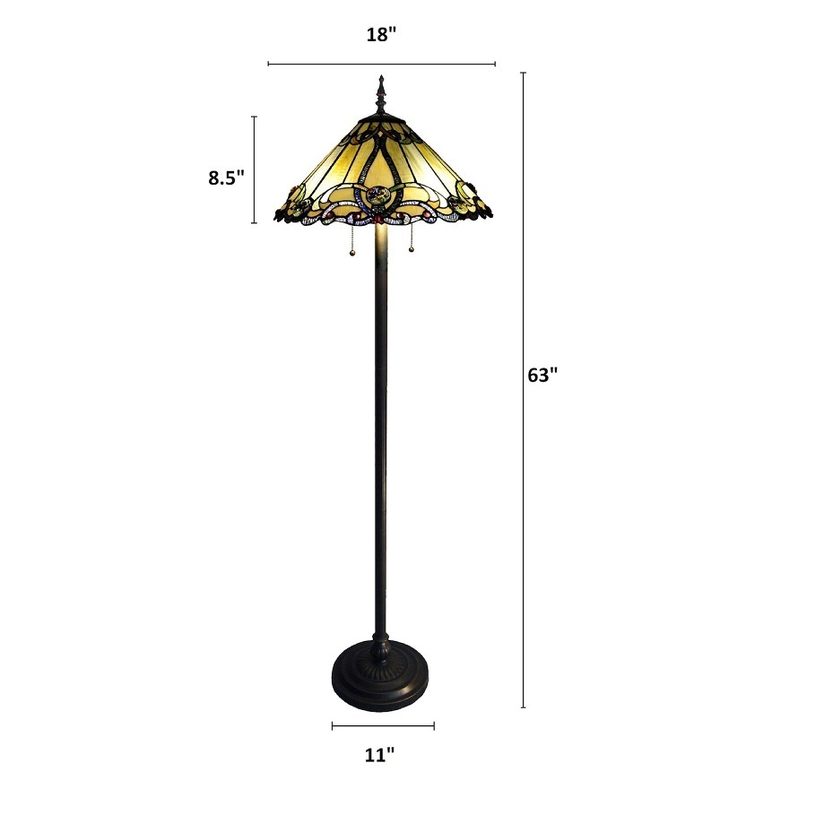 2-Light Stained Glass Table Lamp+Floor Lamp Set