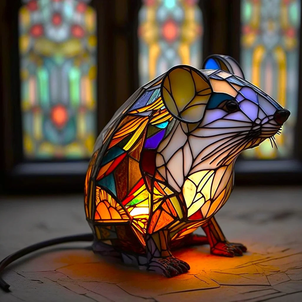 Rat - Handmade Stained Glass Table Lamp