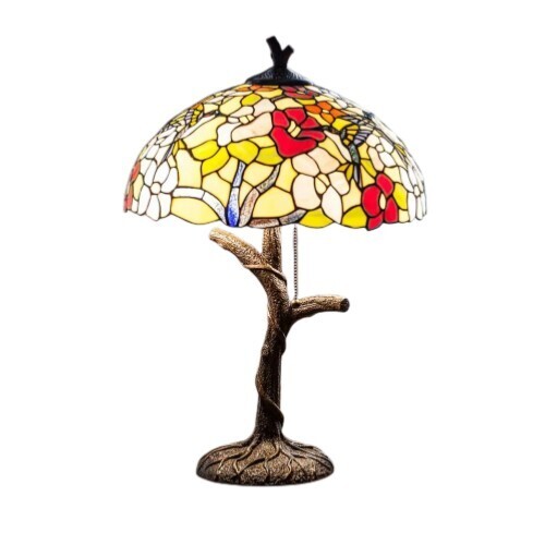 Hummingbird Antique Style Stained Glass Table Lamp