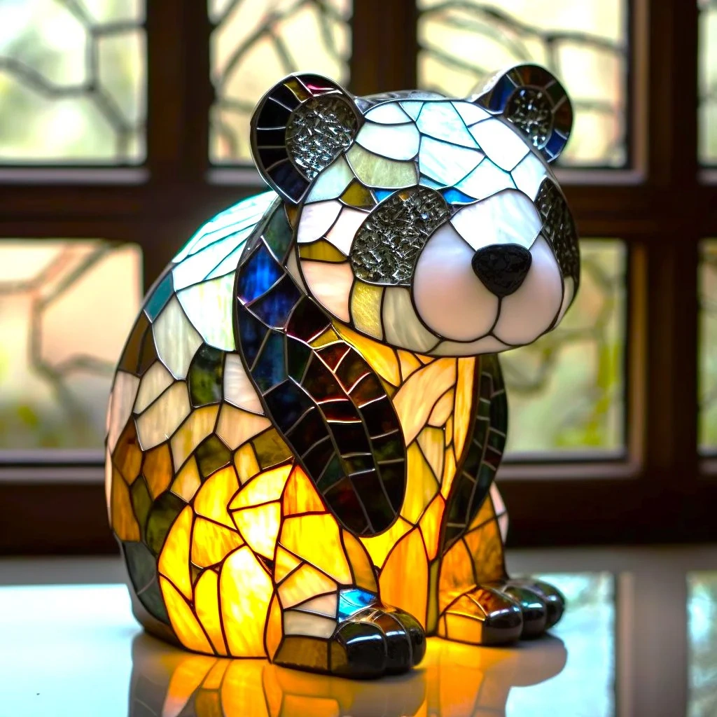Panda - Handmade Stained Glass Table Lamp