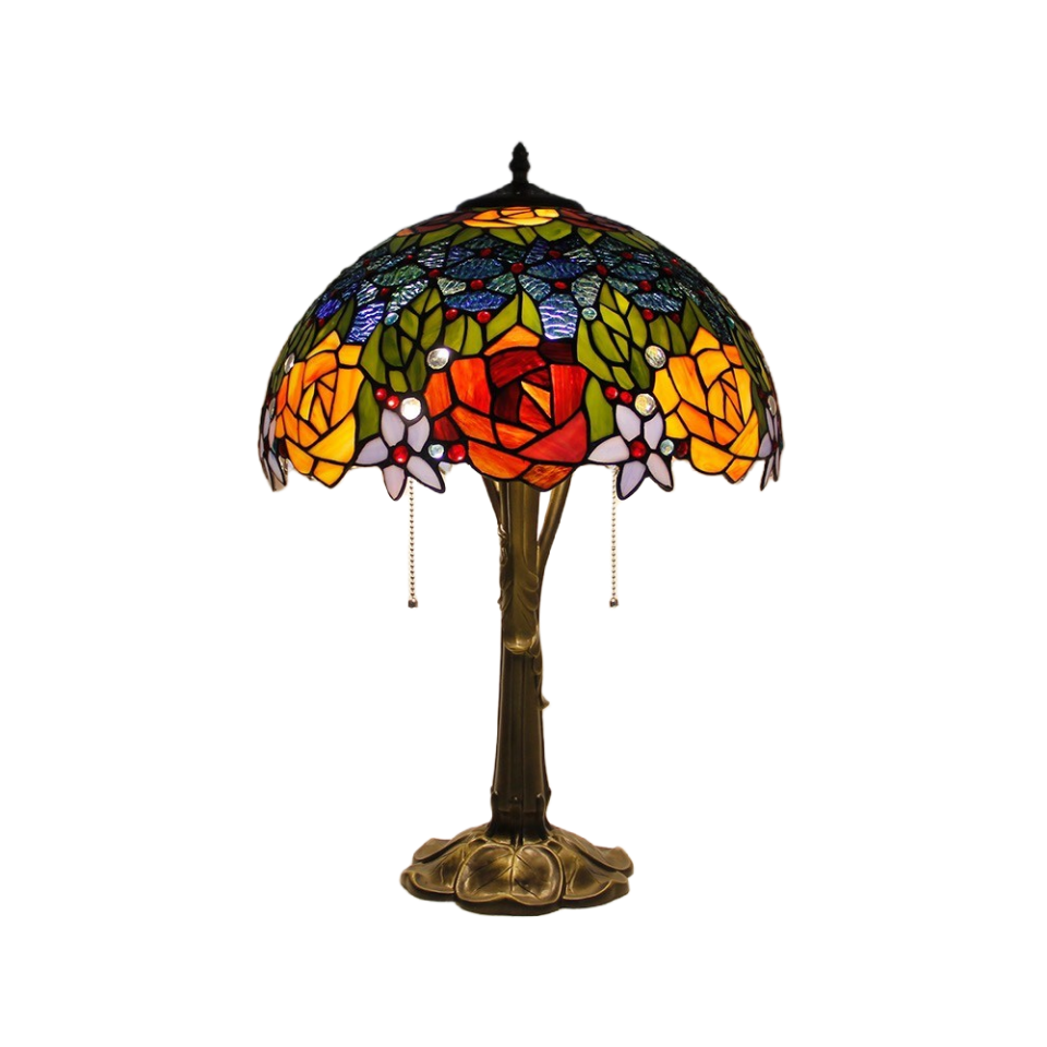 Rose Painted Glass Table Light