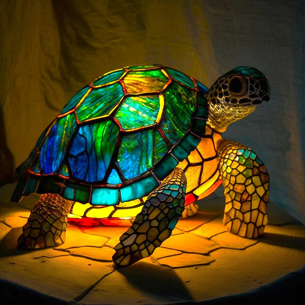 Sea Turtle - Handmade Stained Glass Table Lamp