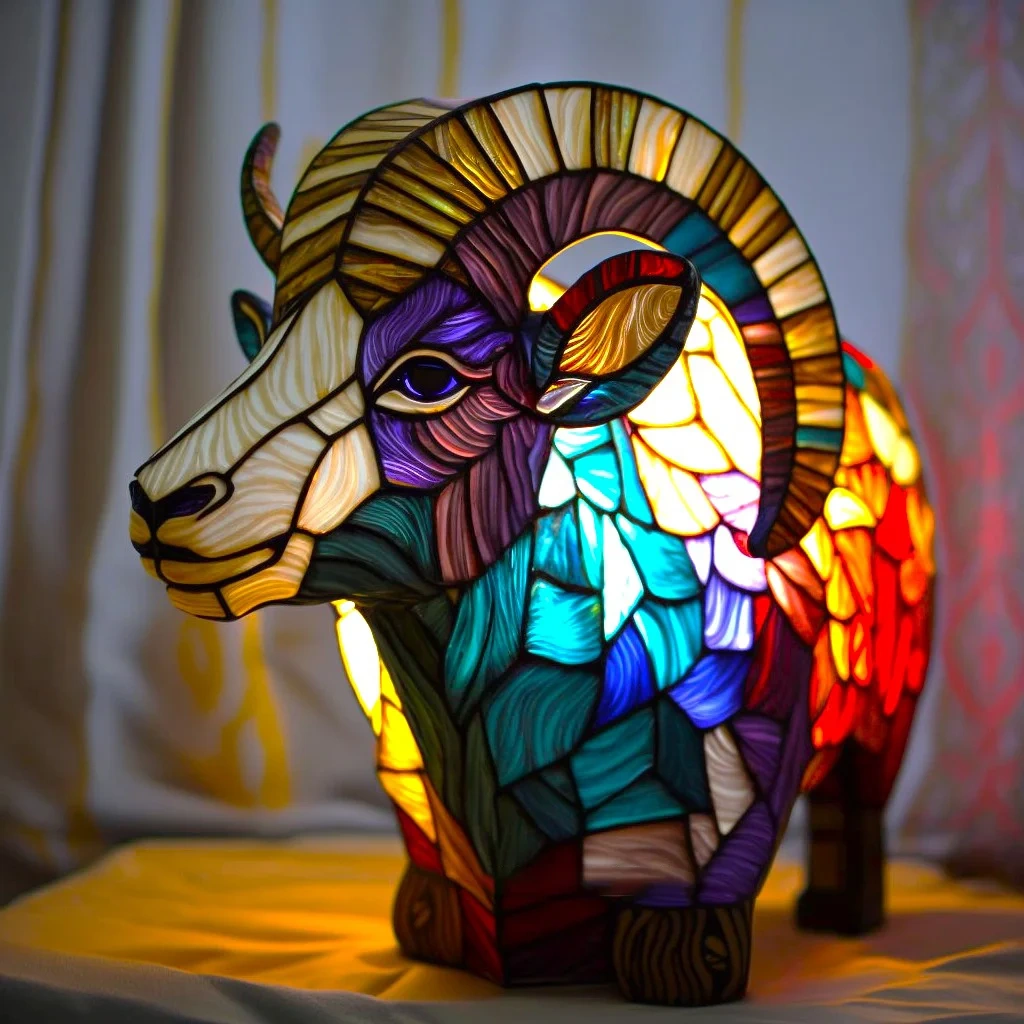 Sheep - Handmade Stained Glass Table Lamp