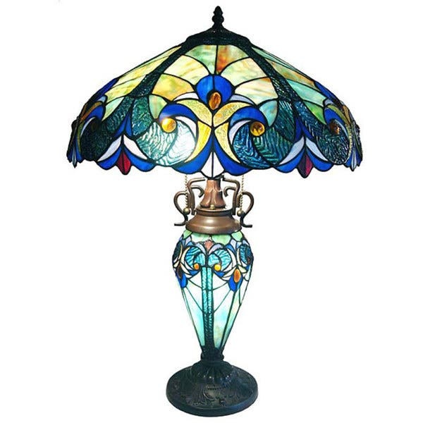 Antique Style Double Lit 2 and 1-light Table Lamp