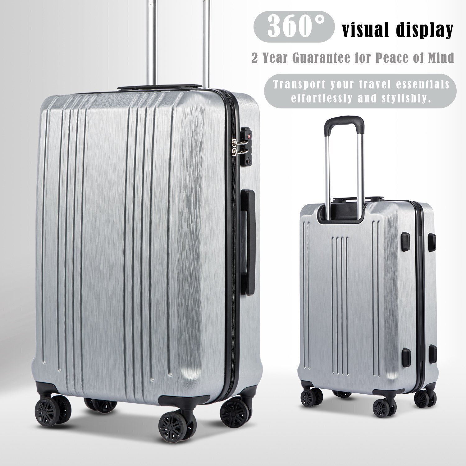 🔥Expandable Suitcase PC+ABS 3 Piece Set🔥Sliver