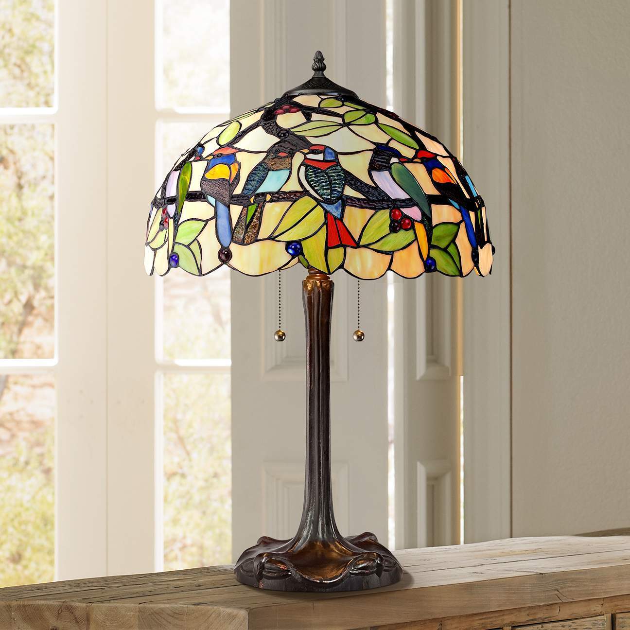 Birds Antique Style Table Lamp