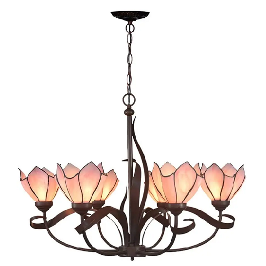 6-Light Pink Lotus Style Chandelier Pendant Lights