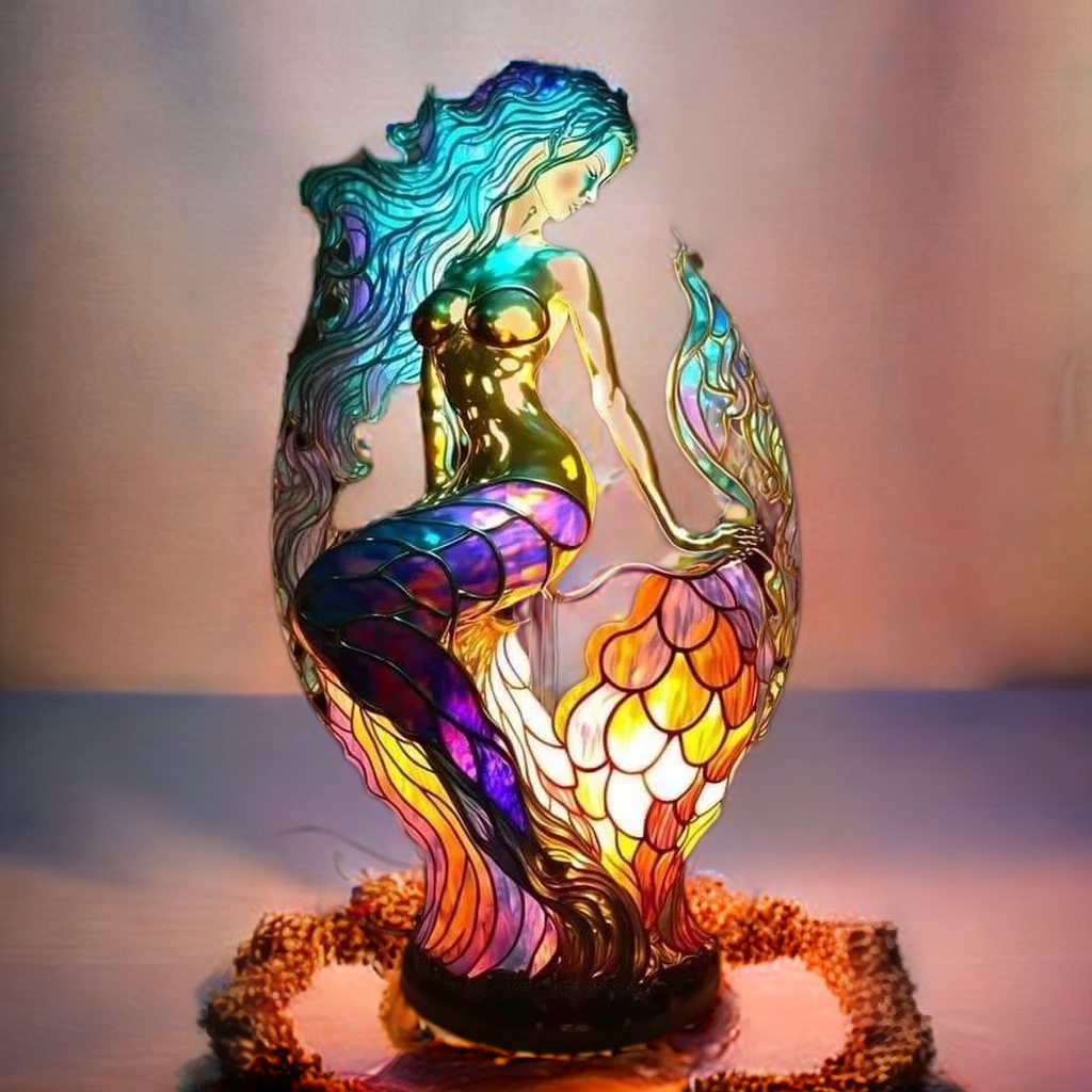 Mermaid - Handmade Stained Glass Table Lamp