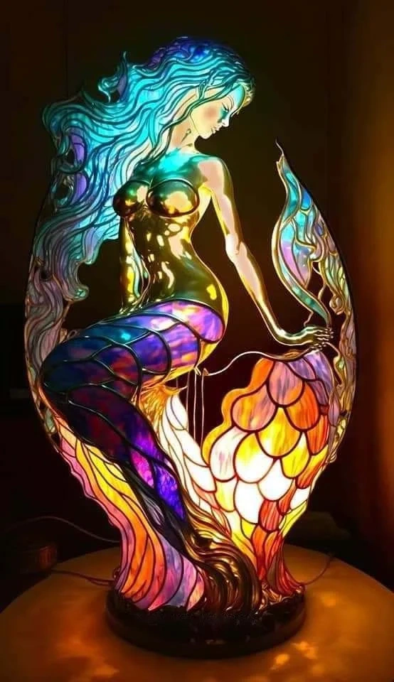 Mermaid - Handmade Stained Glass Table Lamp