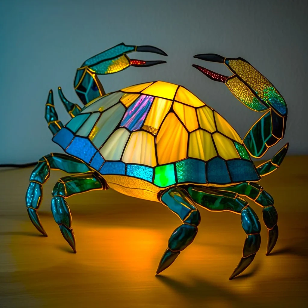 Crab - Handmade Stained Glass Table Lamp