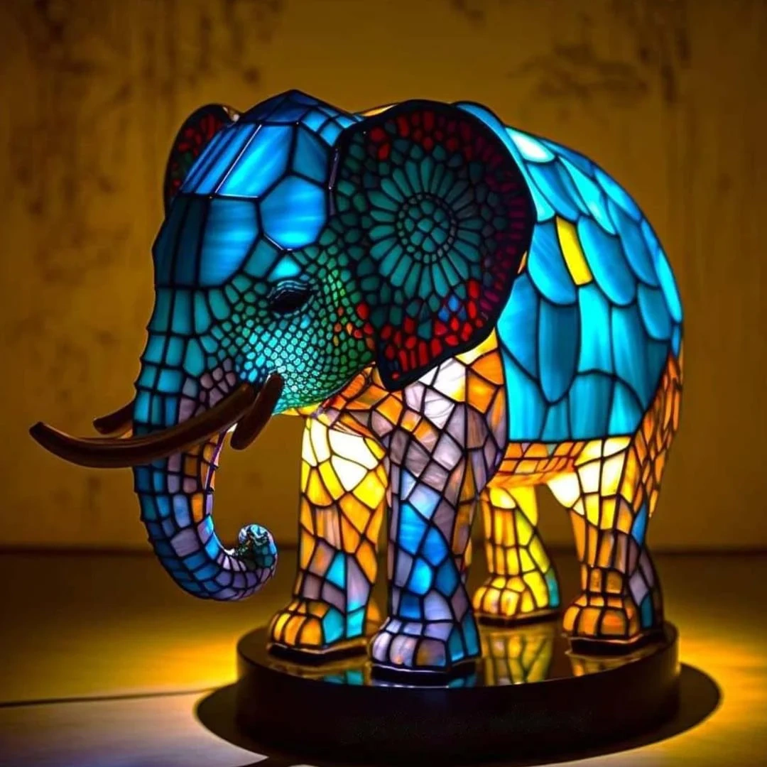 Elephant - Handmade Stained Glass Table Lamp