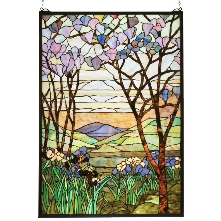Magnolia and Iris Stained Glass Window