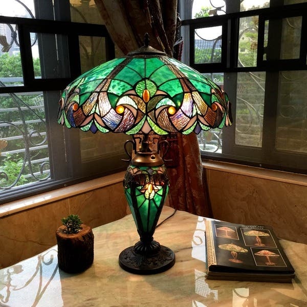 Antique Style Halston Double Lit 2+1 Light Table Lamp