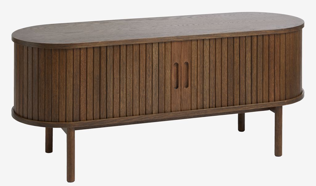 TV bench LYNGVIG 120cm 2 tambour doors dark oak