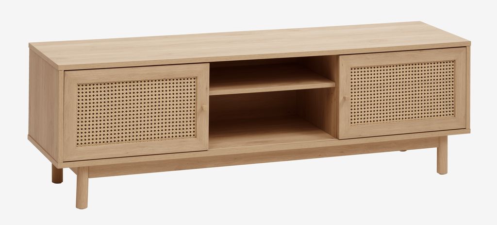 TV bench HALMSTAD 2 sliding doors oak colour