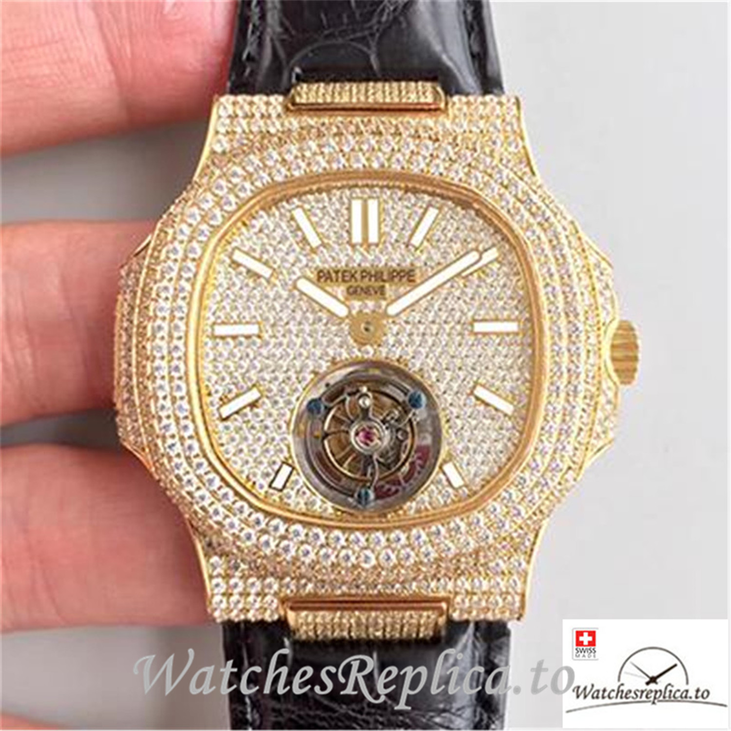 Swiss Patek Philippe Nautilus Jumbo Replica 5711 Black Strap 40MM - Replica Watches Shop