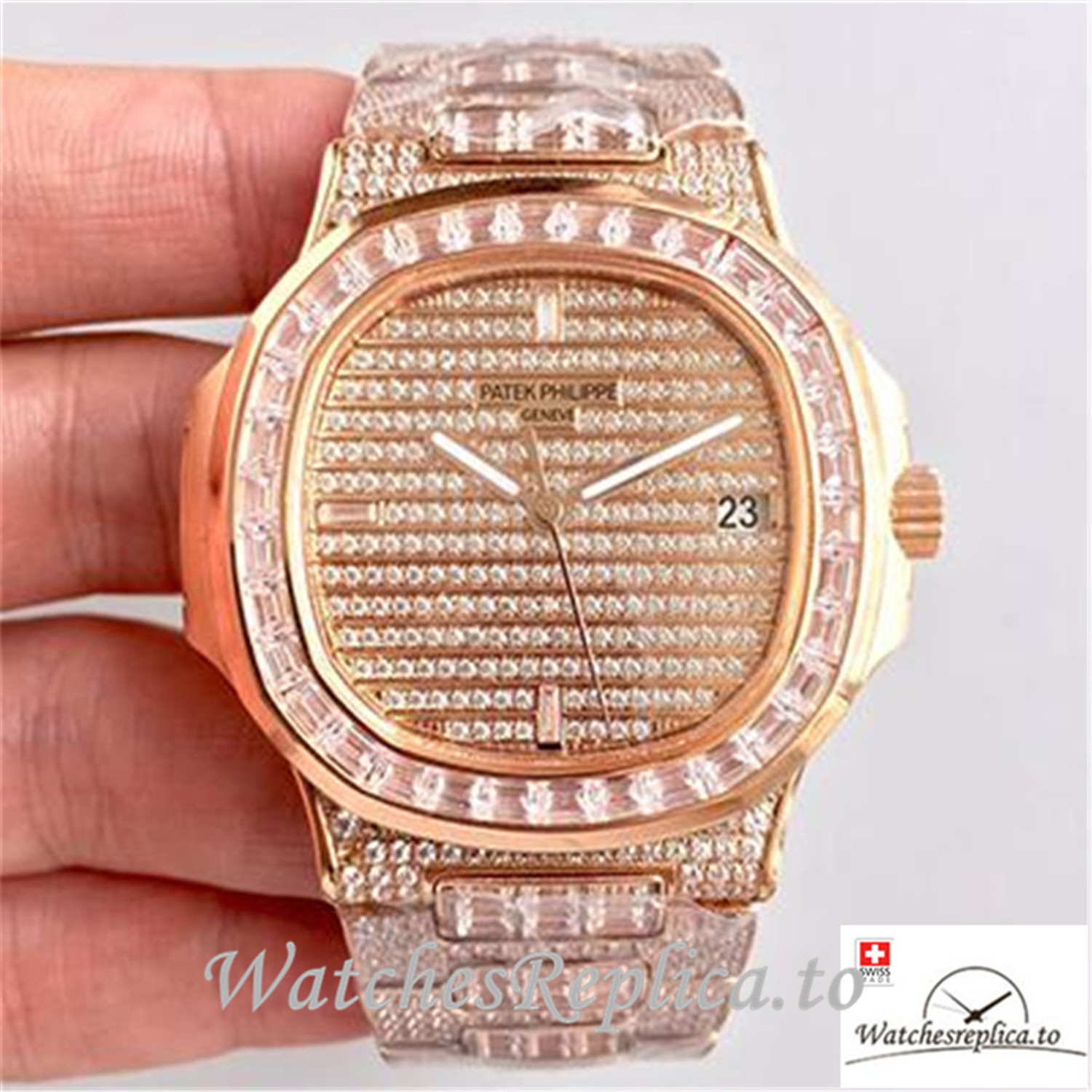 Swiss Patek Philippe Nautilus Jumbo Replica 5719/1G-001 001 Diamonds Strap 40MM - Replica Watches Shop