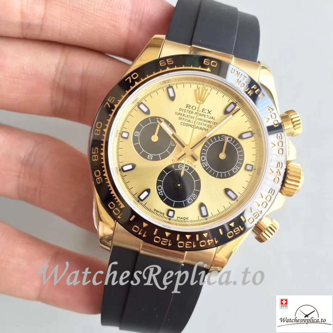 Swiss Rolex Daytona Cosmograph Replica 116518LN 001 Rubber Strap 40MM - Replica Watches Shop
