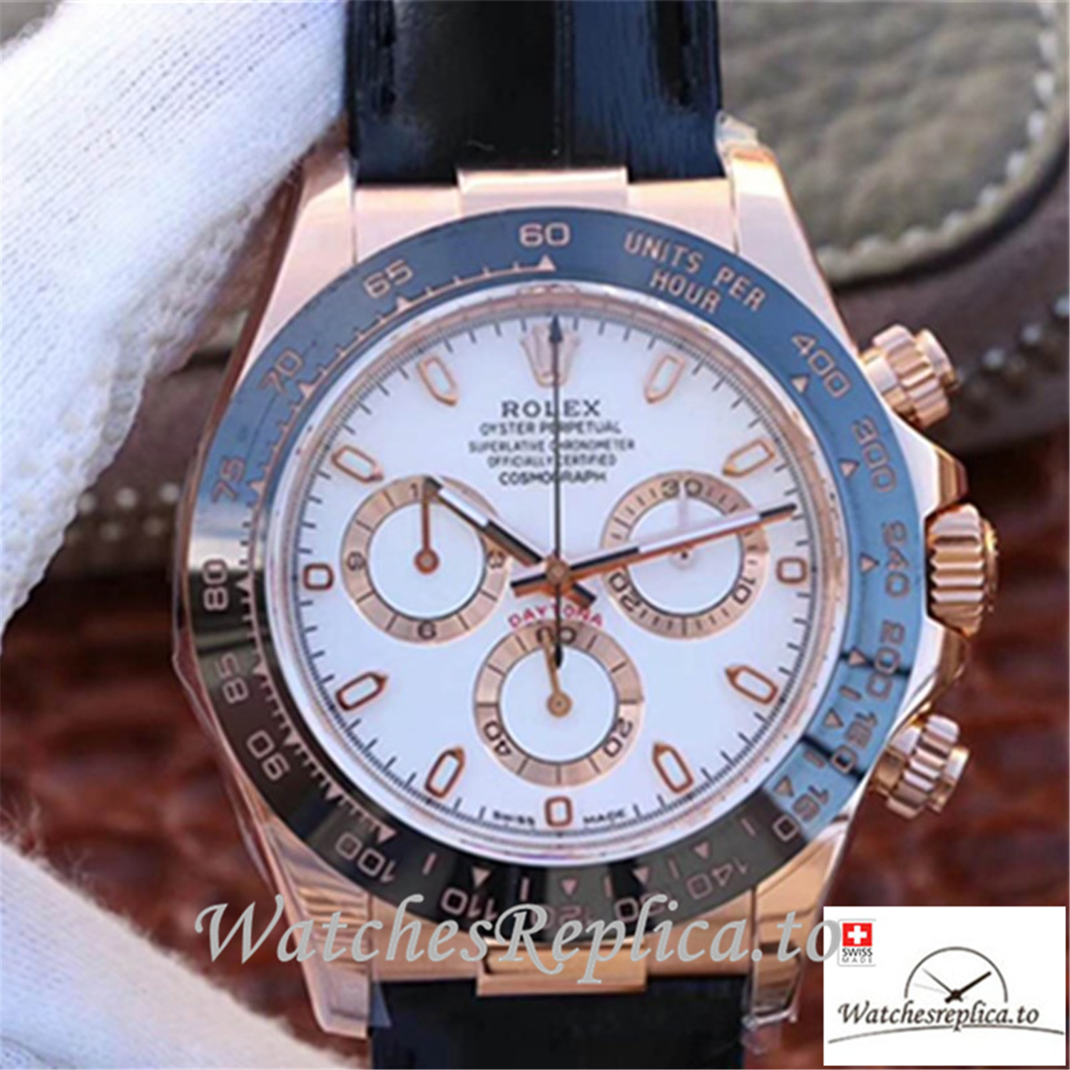 Swiss Rolex Daytona Cosmograph Replica 116515LN 002 Rubber Strap 40MM - Replica Watches Shop