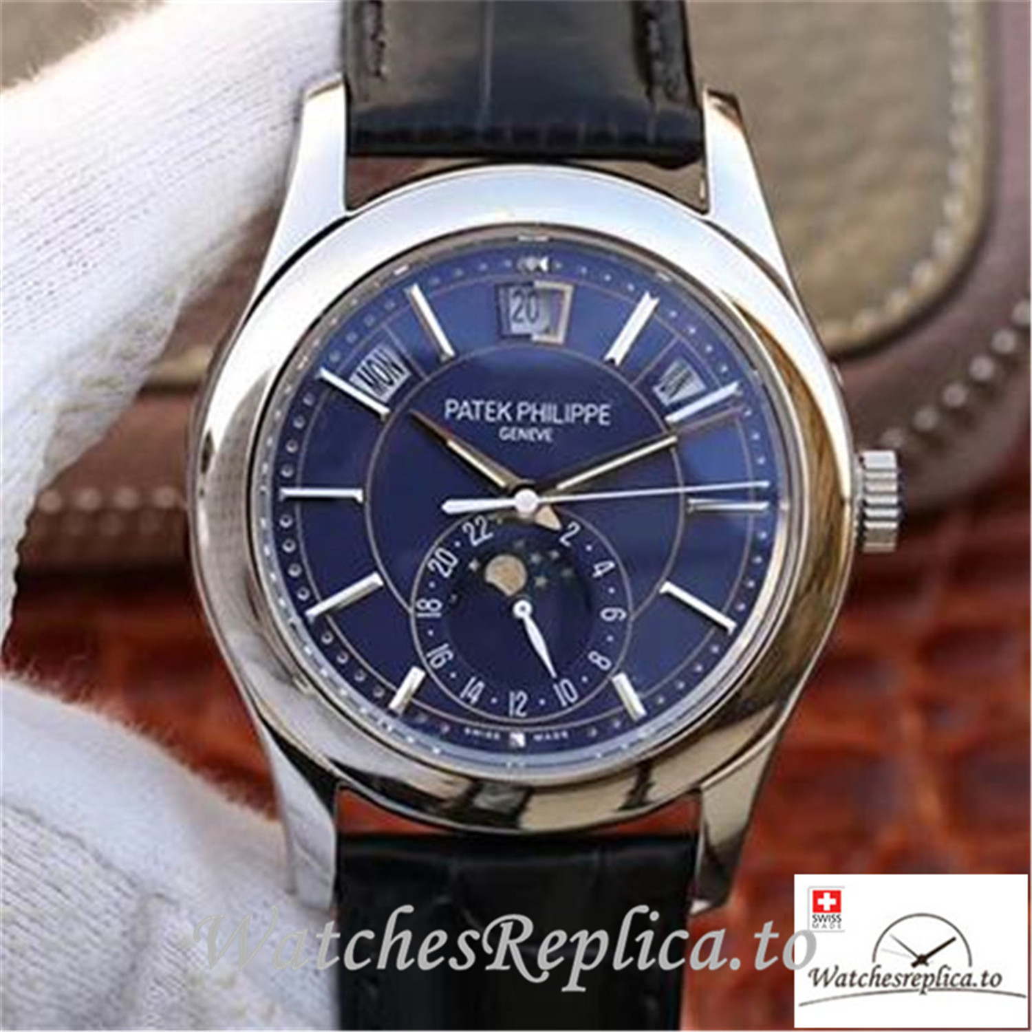 Swiss Patek Philippe Complications Annual Calendar Replica 5205G-013 Black Strap 40MM - Replica Watches Shop