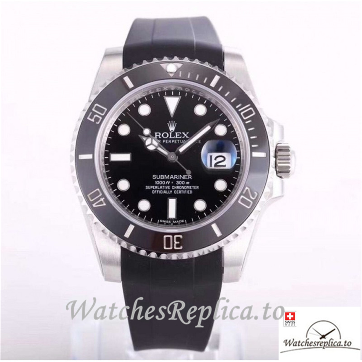 Swiss Rolex Submariner Date Replica 116610LN 002 Black Rubber Strap 40MM - Replica Watches Shop