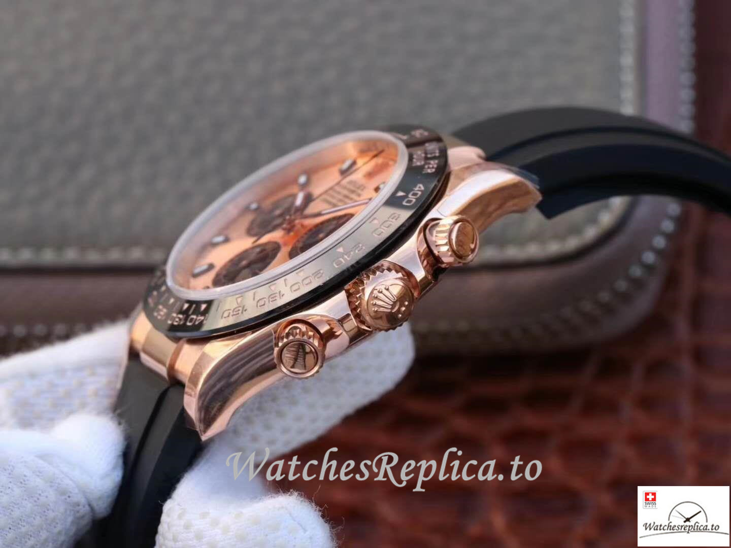 Swiss Rolex Daytona Cosmograph Replica 116515LN 001 Rubber Strap 40MM - Replica Watches Shop